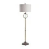 StyleCraft Stylecraft Brass Finish Ring With Moulded Wood Like Accents Steel Floor Lamp Brass