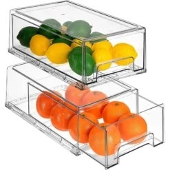Sorbus Sorbus FR-PBMD2 Fridge Drawers - Clear Stackable Pull Out Refrigerator Organizer Bins - Food Storage Containers For Kitchen, Refrigerator, Freezer & Vanity (2 Pack | Medium)