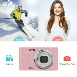 Andoer Andoer 48MP IPS Screen 16X Zoom Auto Focus Digital Camera, Pink - Portable -Digitopia Deals Store 0ecd555d4db54c319fc5229586202a93