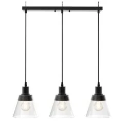 Better Homes & Gardens Better Homes & Gardens BHS336179061013 Three Clear Glass Pendant Black, 3 A19 Bulb Included