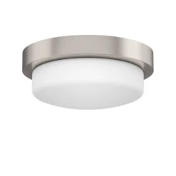 Signature Hardware Leavells 2-Light Flush-Mount Ceiling Light - Brushed Nickel - Opal Shade