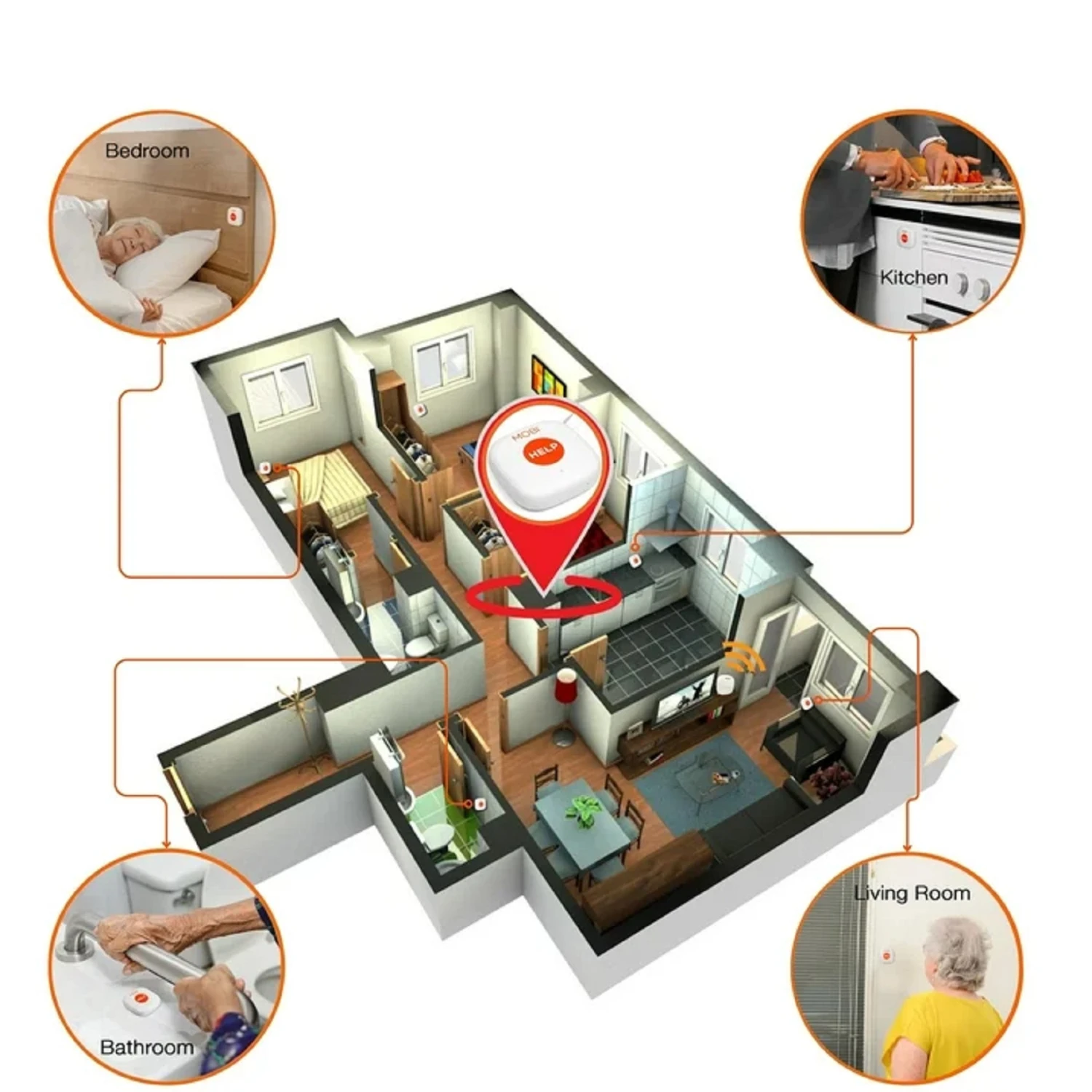 MOBI MOBI 70278 Emergency Alert Button, Smart Wireless Caregiver Support Monitoring System 2 MOBI MOBI 70278 Emergency Alert Button, Smart Wireless Caregiver Support Monitoring System - Image 2