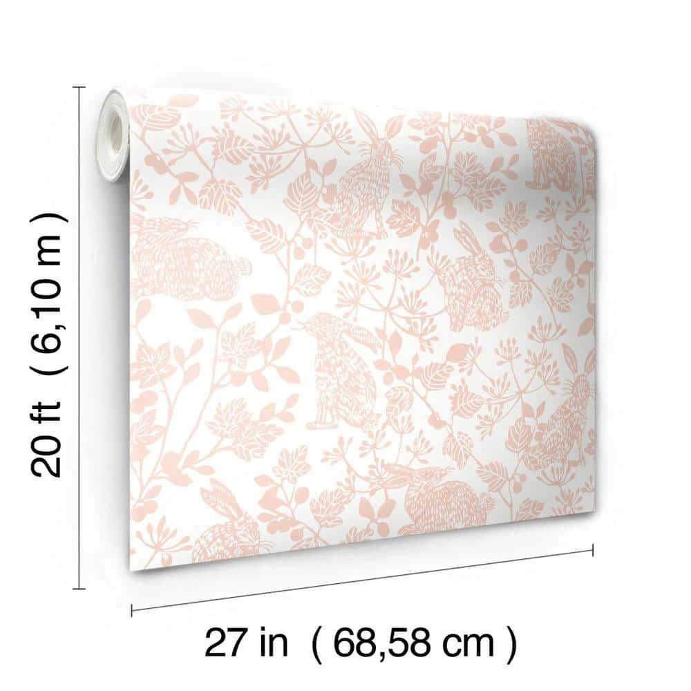 York Wallcoverings York Wallcoverings PSW1343RL 45 Sq Ft Botanical Bunnies Pink Peel And Stick Non-woven Wallpaper 2 York Wallcoverings York Wallcoverings PSW1343RL 45 Sq Ft Botanical Bunnies Pink Peel And Stick Non-woven Wallpaper - Image 2