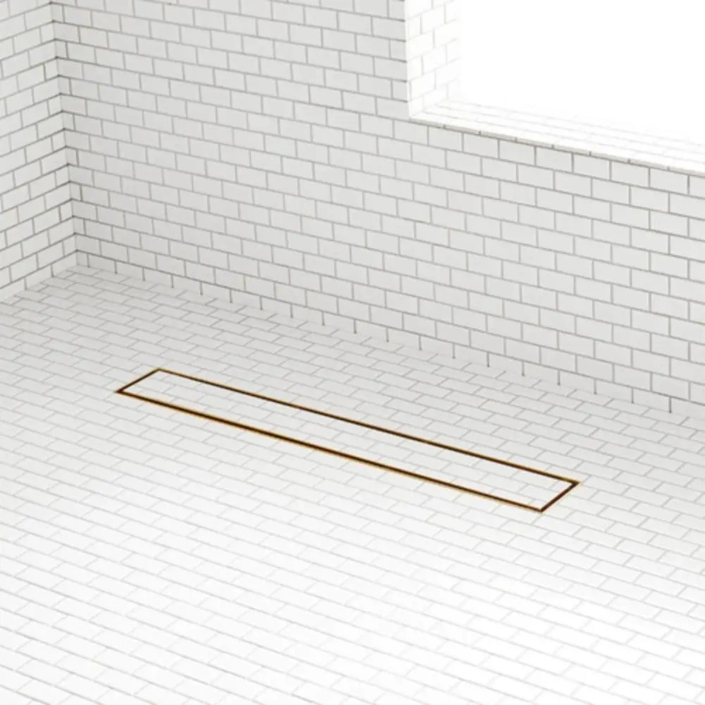 Signature Hardware Signature Hardware ZA3-H06-18-PB-C Cohen Linear Tile-In Shower Drain With Flange - Polished Brass 1 Signature Hardware Signature Hardware ZA3-H06-18-PB-C Cohen Linear Tile-In Shower Drain With Flange - Polished Brass