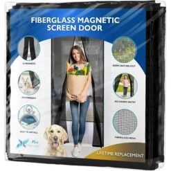 Flux Phenom Flux Phenom SD-F Magnetic Screen Door Heavy Duty Walkthrough Fiberglass Mesh Screen
