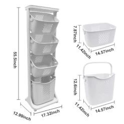 CATGOOD CATGOOD USNP20231114fc8f 4-Tier Laundry Hamper Basket Sorter With Wheels, White 7 CATGOOD CATGOOD USNP20231114fc8f 4-Tier Laundry Hamper Basket Sorter With Wheels, White -Digitopia Deals Store 1f8b71f41cc64439914cf4fb3c070162