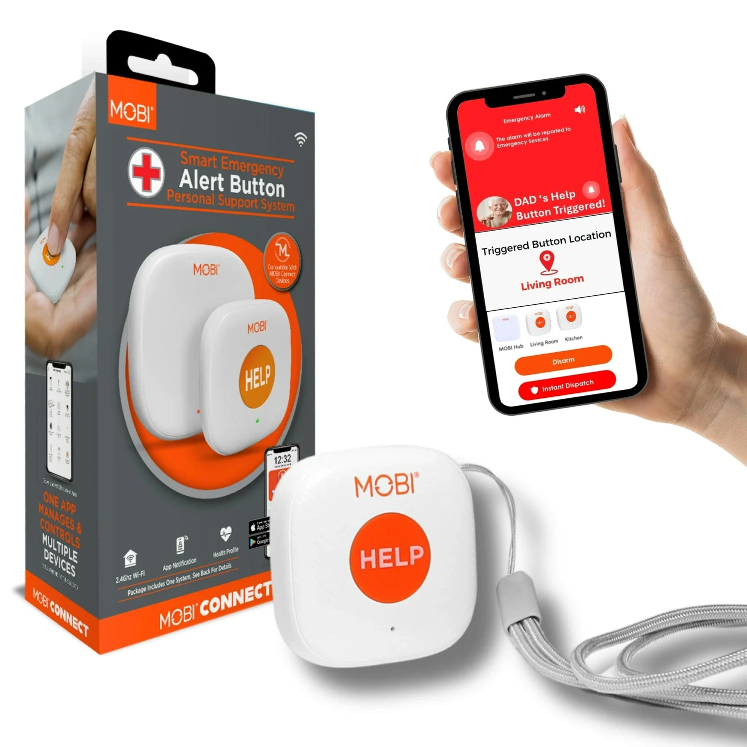 MOBI MOBI 70278 Emergency Alert Button, Smart Wireless Caregiver Support Monitoring System 1 MOBI MOBI 70278 Emergency Alert Button, Smart Wireless Caregiver Support Monitoring System