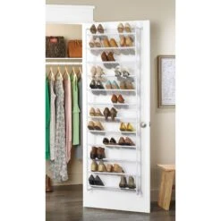 WHITMOR Whitmor 6037-7037-WHT 12-Tier Over The Door Mesh Shoe Rack, 36 Pair, White - 7.5" X 21.625" X 69.0"