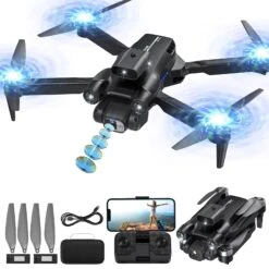 Febfoxs Febfoxs LH-X77PRO Drone With Camera - 4K Camera And 1080P Drone, RC Quadcopter, Foldable For Adults And Beginners, Black