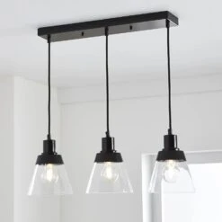 Better Homes & Gardens Better Homes & Gardens BHS336179061013 Three Clear Glass Pendant Black, 3 A19 Bulb Included -Digitopia Deals Store 30dc70660afc40dd95b5bed5d8698f85