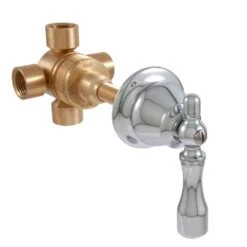 Signature Hardware In Wall 3-Way Diverter Valve W/Handle & Escutcheon & 2 Brass Plugs - Chrome