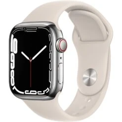 Apple Apple Watch Gen 7 Series 7 Cell 41mm Silver Stainless Steel - Starlight Sport Band MKHE3LL/A