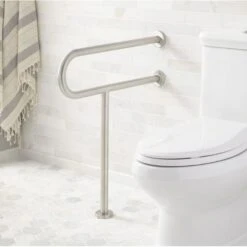 Signature Hardware Signature Hardware 920109 Pickens 24" Grab Bar With Leg Support Brushed Stainless Steel