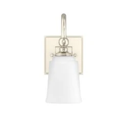 Signature Hardware Antonia Vanity Sconce - Single Light - Frosted Glass - Polished Nickel