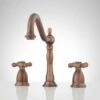 Signature Hardware Signature Hardware RL-818MSMC-ORB-LEAD FREE Victorian Gooseneck Lavatory Faucet With Metal Cross Handles And Rod Type Drain - Oil Rubbed Bronze