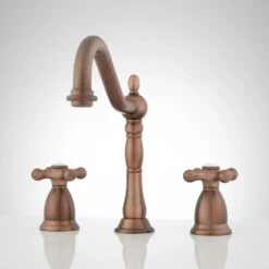 Signature Hardware Signature Hardware RL-818MSMC-ORB-LEAD FREE Victorian Gooseneck Lavatory Faucet With Metal Cross Handles And Rod Type Drain - Oil Rubbed Bronze