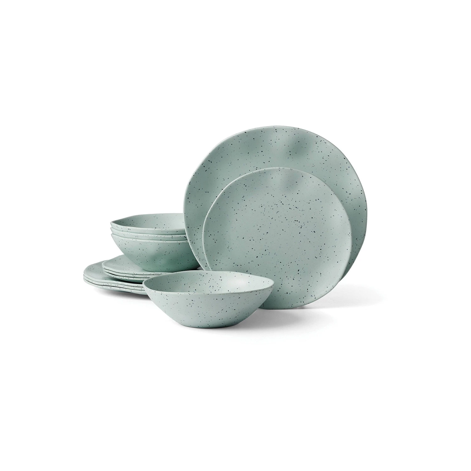 Oneida Oneida Terrazzo Melamine 12-Pc. Melamine Dinnerware Set - GREEN ONE SIZE 1 Oneida Oneida Terrazzo Melamine 12-Pc. Melamine Dinnerware Set - GREEN ONE SIZE