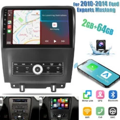 Podofo Podofo A7055A3019A4C888 2+64G For 2010-2014 Ford Exports Mustang Wireless Carplay Android Auto Mirror Link 10.1 Inch Touchscreen Car Stereo Radio
