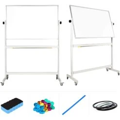 Flybold Flybold Rolling Whiteboard Dry Erase Board On Wheels With Stand 48X32 In Large
