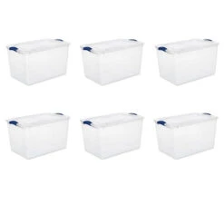 Sterilite Sterilite 2028-04 66 Qt. L Latch Box Stadium Set Of 6 - Blue