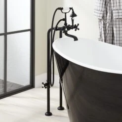 Signature Hardware Signature Hardware NB-116MB-U Freestanding Tub Supply Lines With Shutoff Valves - Matte Black