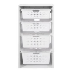 Your Zone Your Zone YZ54100111691WT Kids Sliding Bin Organizer With 4 Storage Bins, White