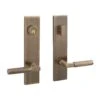Signature Hardware Signature Hardware EH.SSQTB.2625.10.L.ABS-NB Straight Knurled Solid Brass Entrance Door Set Lever Handle - Left Hand - No Backset - Antique Brass