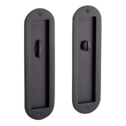 Signature Hardware Signature Hardware 483724 8-1/2" Tall Rounded Pop-Out Brass Pocket Privacy Door Pull, Matte Black