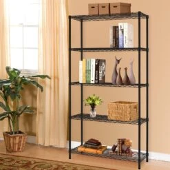 IFanze IFanze 5-Tier Storage Shelf Unit 72"H X 36"L X 14"W Metal Wire Shelving Rack For Kitchen Garage Living Room, Adjustable Layer Height, 750lbs Capacity, Black -Digitopia Deals Store 5be64d2378e745eeb4b504d628aa0acc