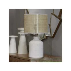 StyleCraft Stylecraft 22" Textured Ceramic With Rattan Hardback Shade Table Lamp TL17101JCADS - WHITE DROPSHIP ONE SIZE -Digitopia Deals Store 60ef6f15c5e8426d8af68fc4a0954401