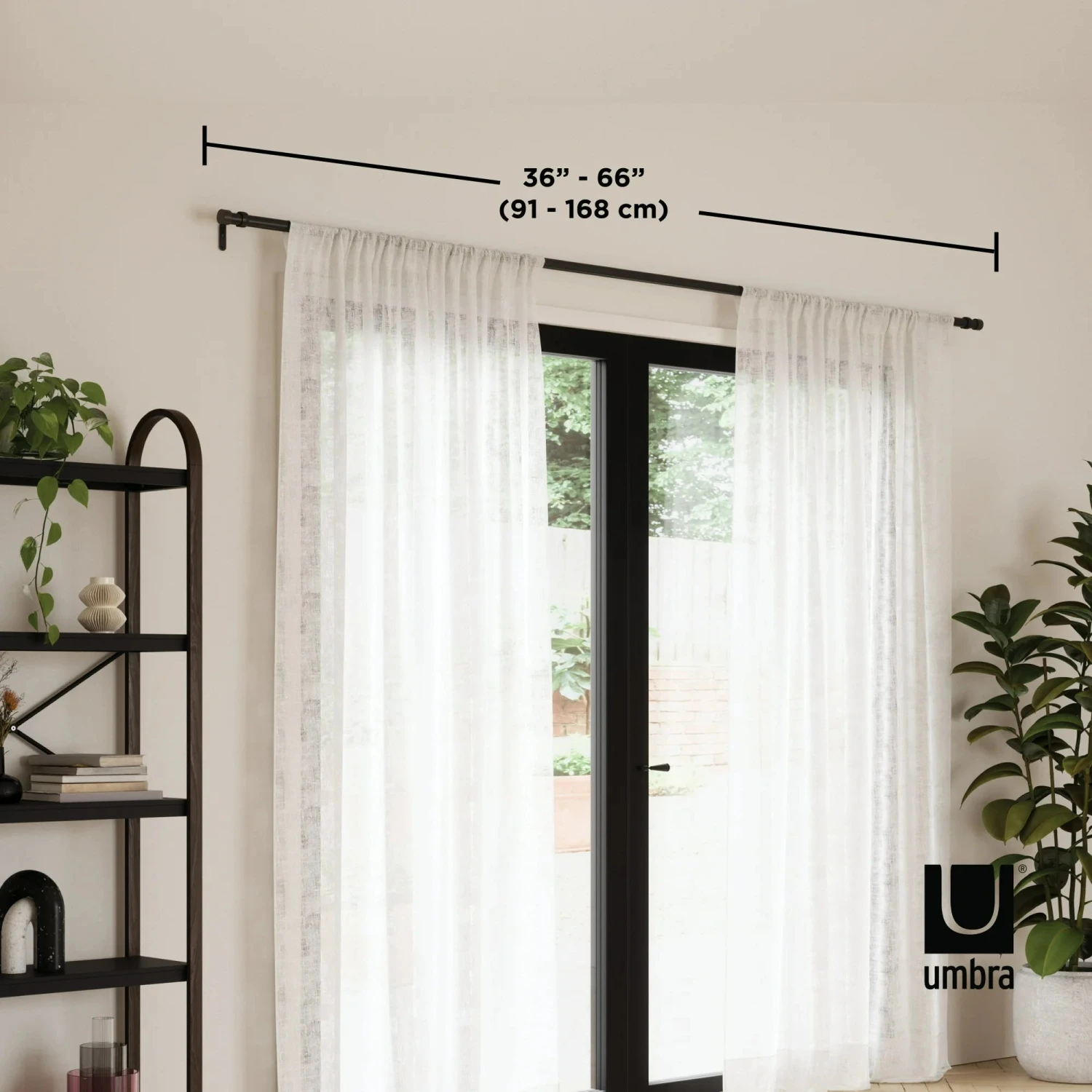 Umbra Umbra 1021409-038 Cappa Expandable Single Curtain Rod, Black 66 In 3 Umbra Umbra 1021409-038 Cappa Expandable Single Curtain Rod, Black 66 In - Image 3