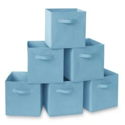 Casafield Casafield HOM-STO-6CC-BABY Set Of 6 11'' Fabric Storage Cube Bins, Baby Blue