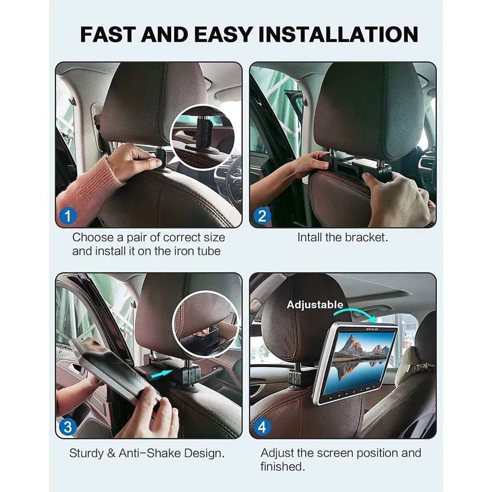 Ricilar Ricilar Premium 10.5" Dual Screen Portable DVD Player For Car 2 X DVD Player Non-built-in Battery, Black 9 Ricilar Ricilar Premium 10.5" Dual Screen Portable DVD Player For Car 2 X DVD Player Non-built-in Battery, Black - Image 9