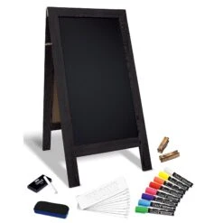 Better Office Products Better Office Products 00852 Magnetic A-Frame Chalkboard Sign With Multiple Accessories, 20"x40" Black