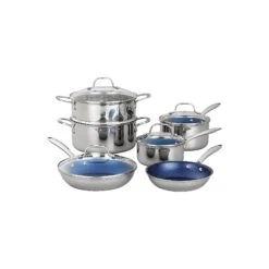GRANITESTONE Granitestone Stainless Steel Blue 10-Pc. Cookware Set - BLUE ONE SIZE