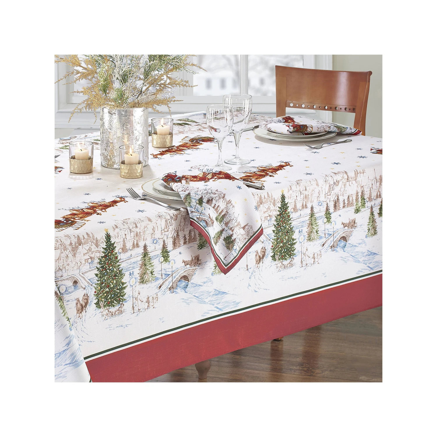 Elrene Home Fashions Elrene Home Fashions Snowy Sleighride Tablecloth - MULTI ONE SIZE 2 Elrene Home Fashions Elrene Home Fashions Snowy Sleighride Tablecloth - MULTI ONE SIZE - Image 2