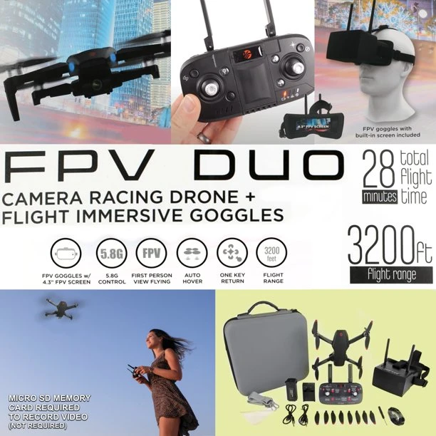 Vivitar Vivitar DRCLS16 FPV Duo Camera Racing Drone And First Person View Goggles With Built In GPS, Black 1 Vivitar Vivitar DRCLS16 FPV Duo Camera Racing Drone And First Person View Goggles With Built In GPS, Black