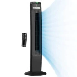 LASKO Lasko T42700 42" 12-Speed EcoQuiet DC Motor Tower Fan With Remote, Black