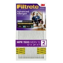 Filtrete By 3M Filtrete By 3M AW20-2PK-3 12x24x1, MERV 12, Advanced Allergen Reduction HVAC Furnace Air Filter,