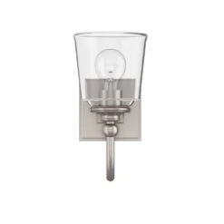 Signature Hardware Antonia Vanity Sconce - Single Light - Clear Glass - Brushed Nickel