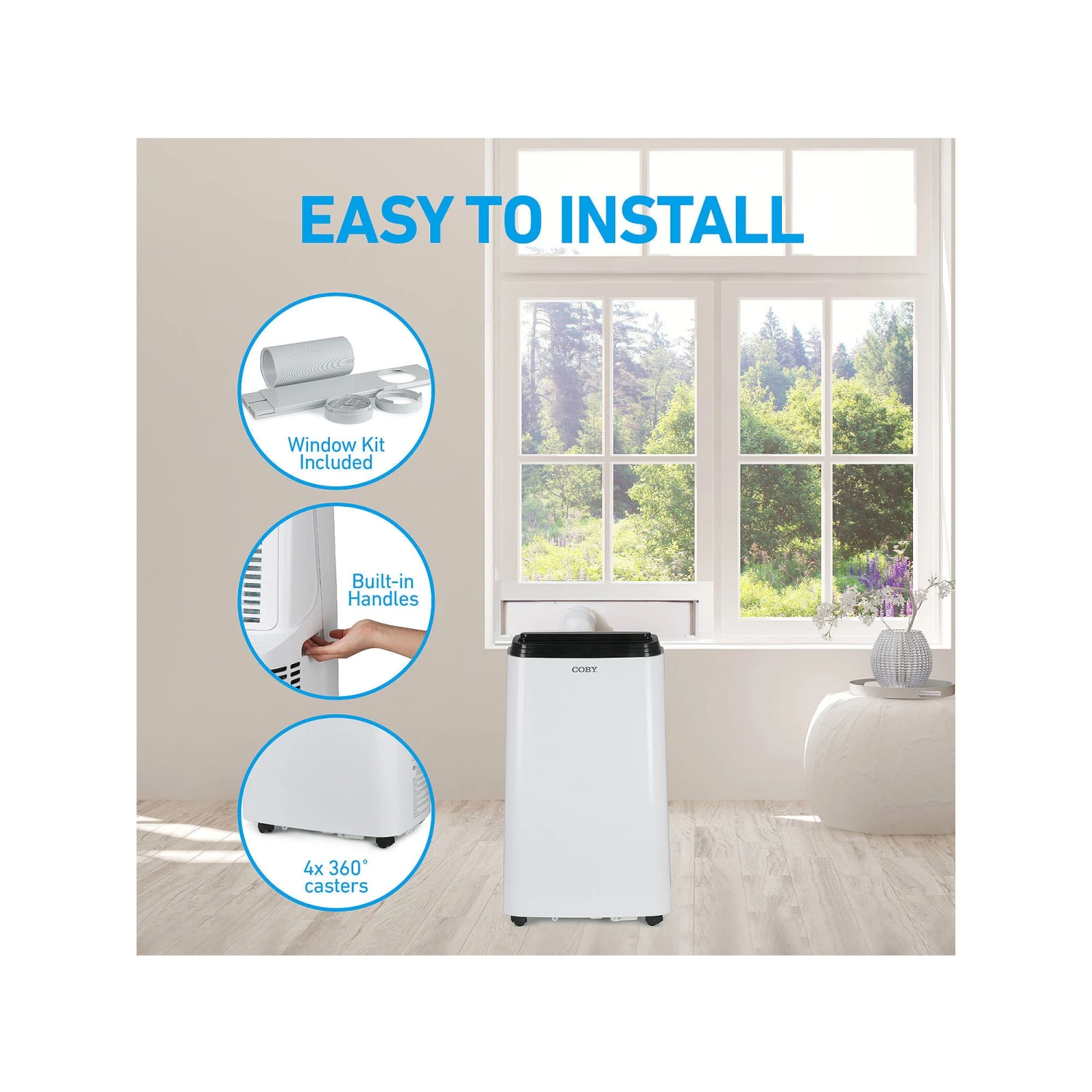 Coby Coby 4-In-1 Ac Unit, Heater, Dehumidifier & Fan, 12,000 Btu Portable Air Conditioner CBPAC815H - WHITE ONE SIZE 4 Coby Coby 4-In-1 Ac Unit, Heater, Dehumidifier & Fan, 12,000 Btu Portable Air Conditioner CBPAC815H - WHITE ONE SIZE - Image 4