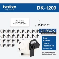 Brother Brother DK120924PK Small Address Paper Label Roll, Die-Cut, 24 Rolls Per Box