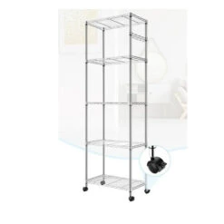 Unbranded Unbranded 5-Tier Kitchen Shelving Rack With Caster Hook