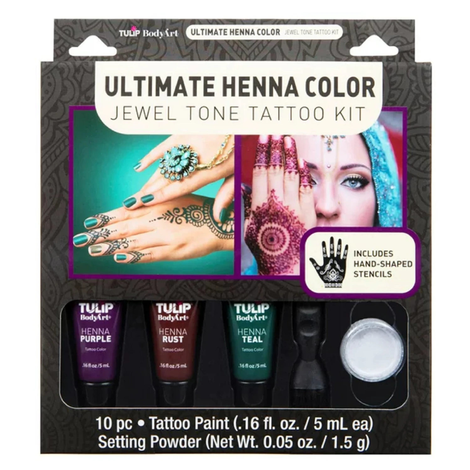 Tulip Tulip 45632 Ultimate Henna Body Art Kit, Jewel Tones: Purple, 10 Pieces 1 Tulip Tulip 45632 Ultimate Henna Body Art Kit, Jewel Tones: Purple, 10 Pieces