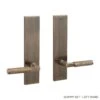 Signature Hardware Signature Hardware EH.SSQTB.2625.42.L.ABS Straight Knurled Solid Brass Dummy Entrance Door Set Lever Handle - Left Hand - Antique Brass