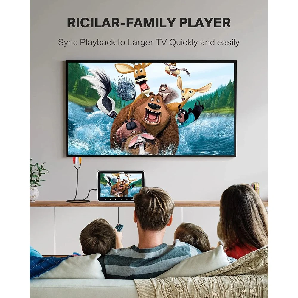 Ricilar Ricilar Premium 10.5" Dual Screen Portable DVD Player For Car 2 X DVD Player Non-built-in Battery, Black 6 Ricilar Ricilar Premium 10.5" Dual Screen Portable DVD Player For Car 2 X DVD Player Non-built-in Battery, Black - Image 6