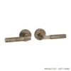 Signature Hardware Signature Hardware SH552157AB EH.RO.2625.20.L.ABS-NB-N - Straight Knurled Solid Brass Privacy Interior Door Set W/ Round Escutcheon Lever Handle Accomodates 28 Degree Privacy Latch - Left Hand - No Backset - Antique Brass