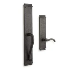 Signature Hardware Signature Hardware 441452 Griggs Left Handed Solid Bronze Full Plate Dummy Door Handleset With Interior Lever, Dark Bronze