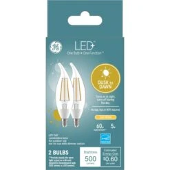 GE GE 93121492 LED+ 60-Watt EQ CA11 Soft White Dimmable Decorative Light Bulb (2-Pack)