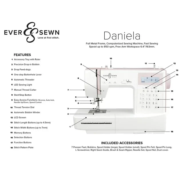 Eversewn EverSewn Walh2h02 Daniela 197 Stitch Computerized Sewing & Quilting Machine With Memory Function 6 Eversewn EverSewn Walh2h02 Daniela 197 Stitch Computerized Sewing & Quilting Machine With Memory Function - Image 6